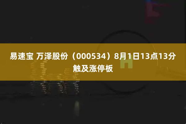 易速宝 万泽股份（000534）8月1日13点13分触及涨停板